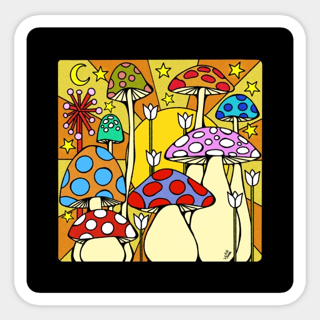 Mushroom Sunbeams Sticker by vswizzart